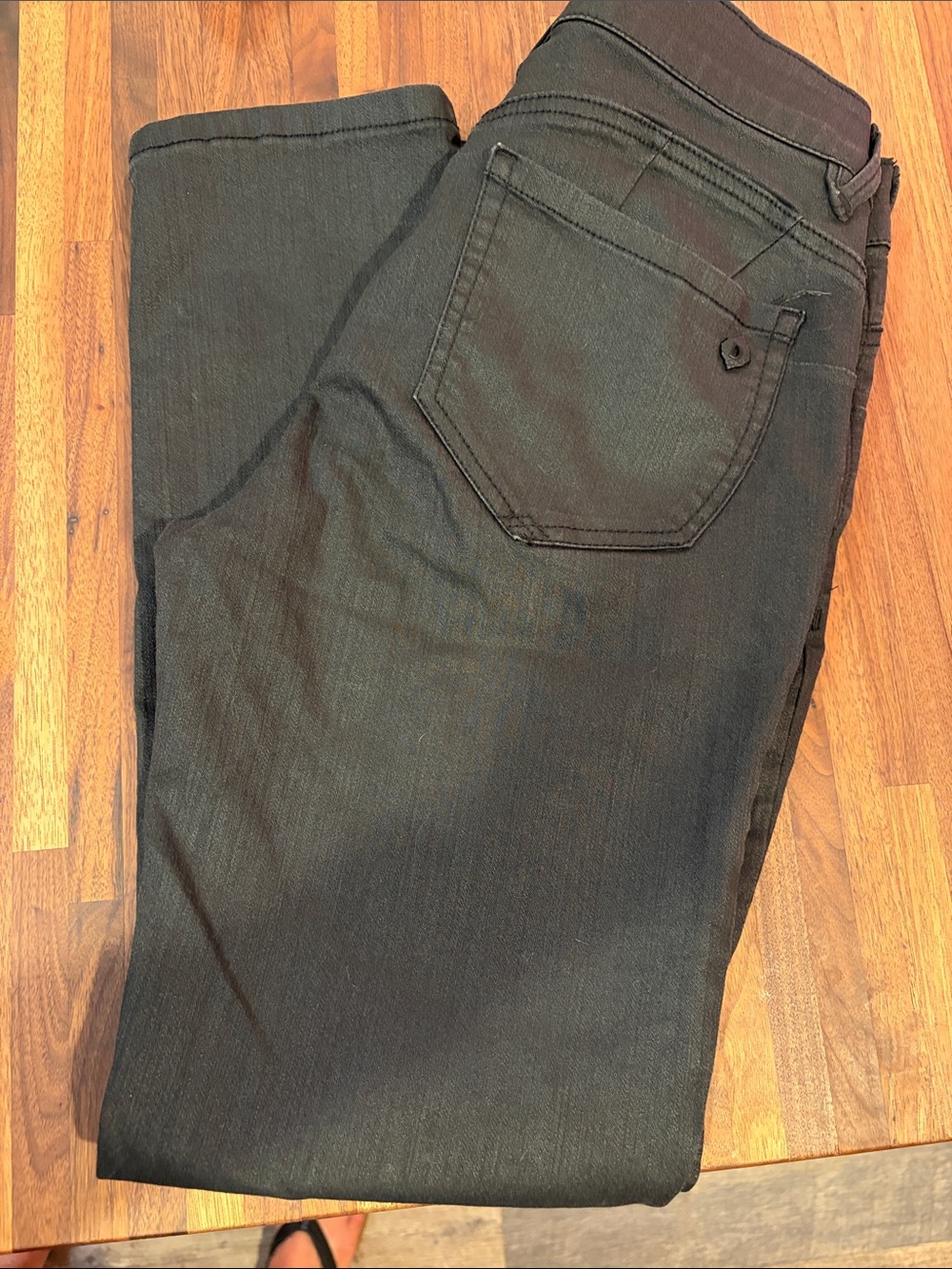 Democracy AB solution Women's Black coated or waxed Slim Straight Pants EUC